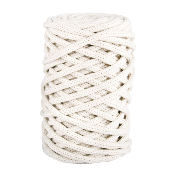 Braidy Recycling Garn - Geflochtenes Makramee-Garn - 6mm Ø - 27m - 250g Knäuel - Elfenbein