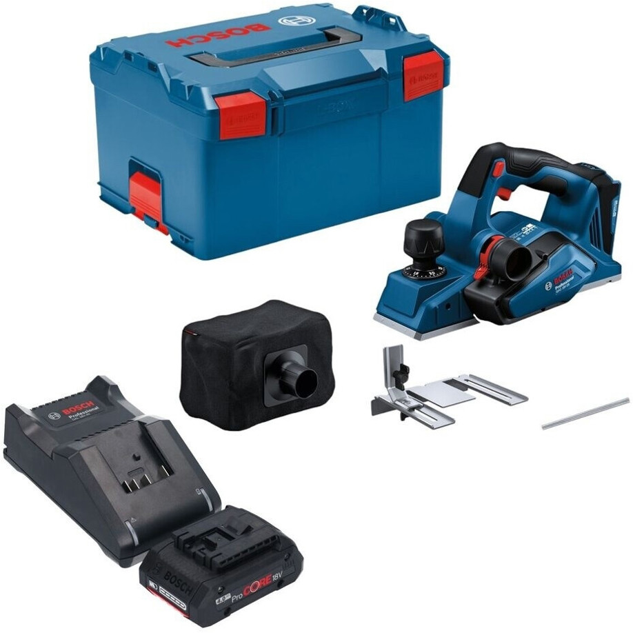 Bosch GHO 18V-26 Hobelmaschine mit 1x 4,0 Ah ProCORE Akku, Ladegerät & L-Boxx