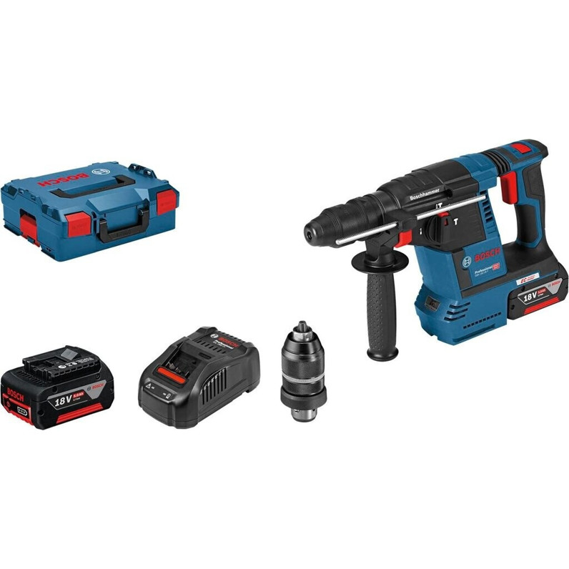 Bosch GBH 18V-26 F Professional - Akku-Bohrhammer (2 x 5,0 Ah in L-Boxx + GAL1880 CV)