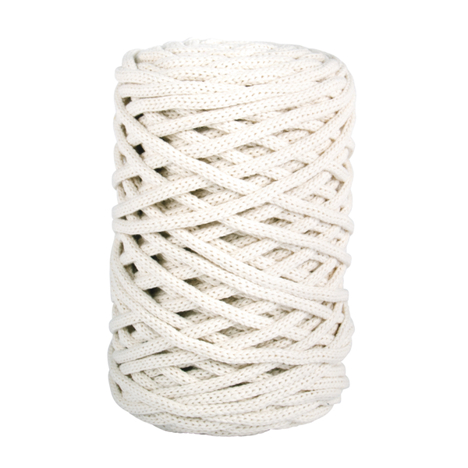 Braidy Recycling Garn - Geflochtenes Makramee-Garn | 4mm Ø | 60m | 250g Knäuel | Elfenbein