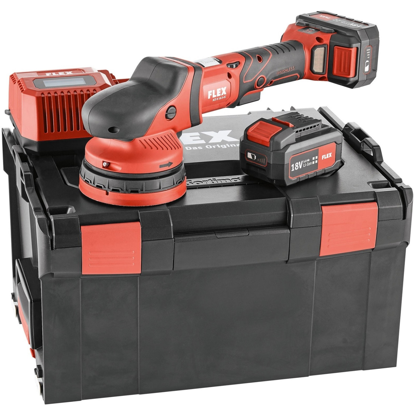 Flex-Tools XCE 8 125 18.0-EC Poliermaschinen Set mit 5,0 Ah Akku