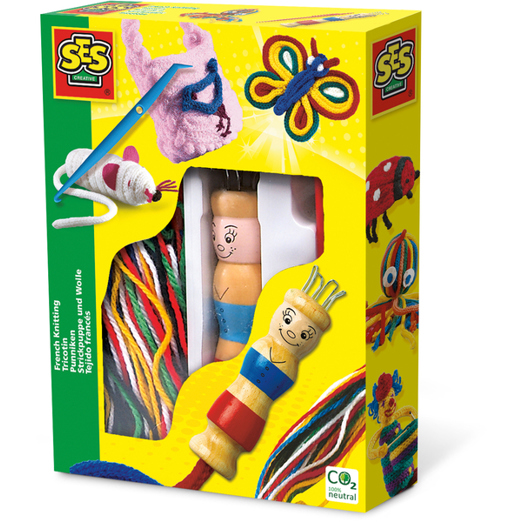 SES Creative Strickpuppe & Wolle Set - Kreatives Strickset für Kinder