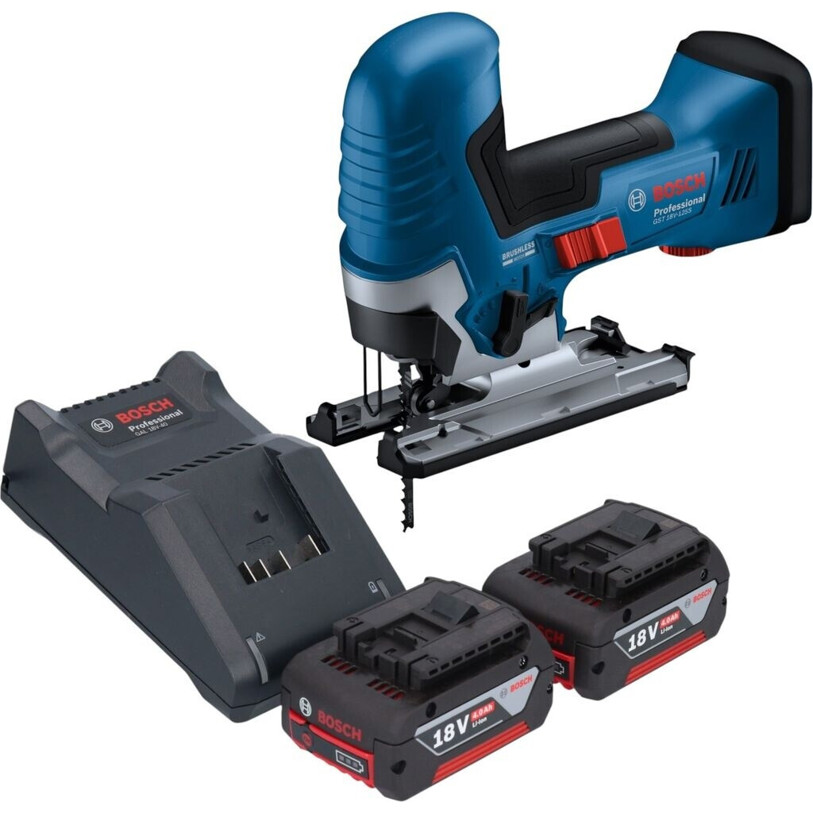 Bosch GST 18V-125 S Professional - Stichsäge mit 2x 4,0 Ah Akkus & Ladegerät