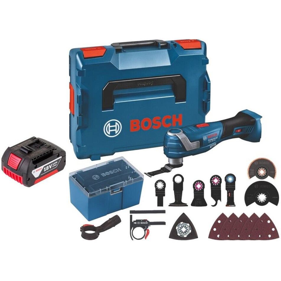 Bosch GOP 18V-34 Multifunktionswerkzeug Set (1x 3,0 Ah Akku, Zubehör & L-Boxx)