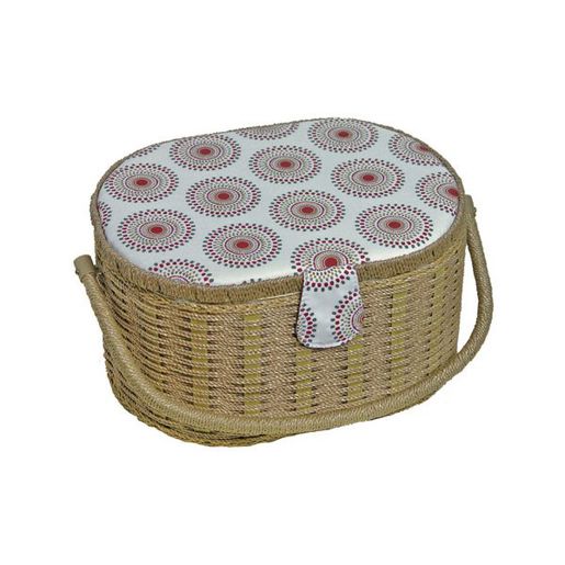 KLEIBER Nähkörbchen "Kreise" - Oval in Braun/Weiß/Rot (53500651)