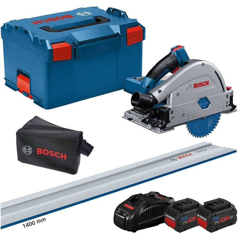 Bosch GKT 18V-52 GC Biturbo Kreissäge Set - 2x ProCore Akku 5,5Ah, FSN1400 & Ladegerät in L-Boxx