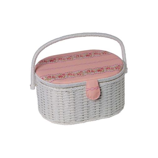 KLEIBER Nähkörbchen "Rosen" - Oval - Weiß/Rosa (53500642)