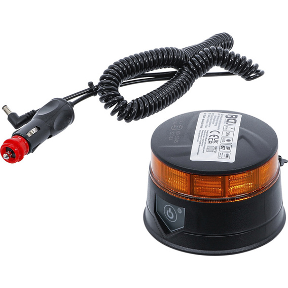 Akku Rundumkennleuchte Gelb mit Magnet - 12V/24V, Ø 130mm, 30 LEDs