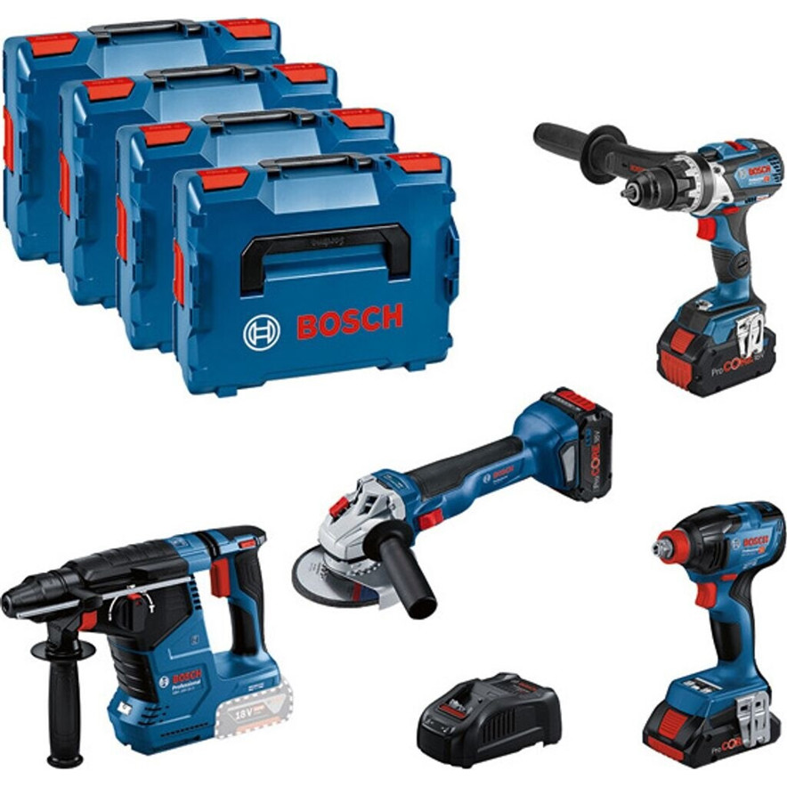 Bosch Maschinen-Set: GSR 18V-110C, GDX 18V-210C, GWS 18V-10 & GBH 18V-24C (0 615 990 N32)