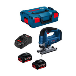 Bosch GST 18V-125 B Stichsäge Set - 2 x 5,0 Ah Akkus, GAL1880CV Ladegerät & L-Boxx 136