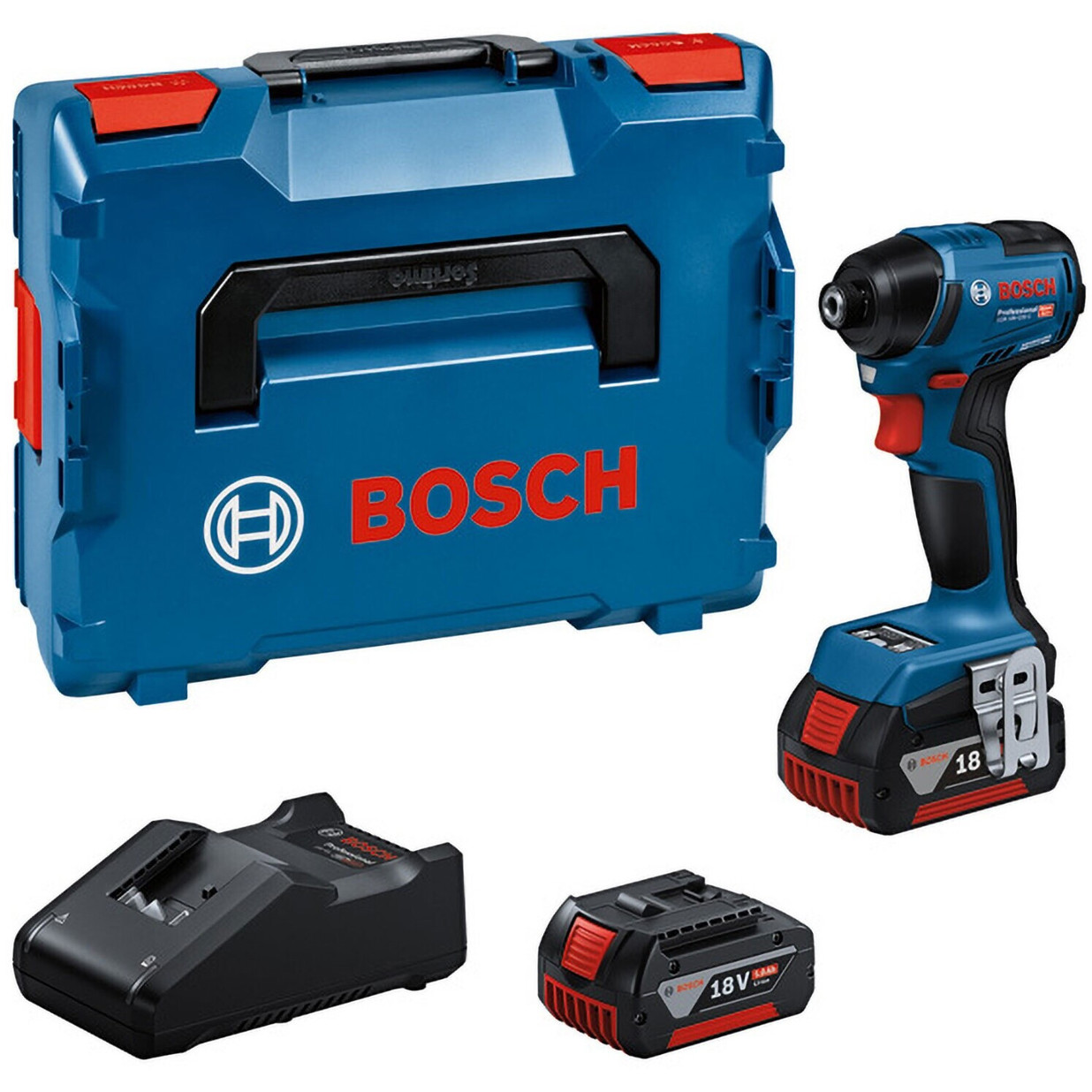Bosch GDR 18V-220 C Schlagschrauber Set mit 2x 5Ah Akkus, Ladegerät & L-Boxx (06019L6003)