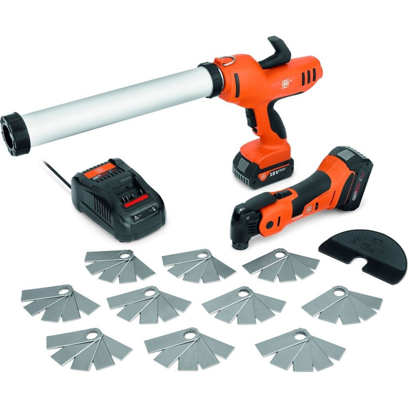 Fein Fugensanierer-Set TOP AKP 18-600 AS – Akku-Kartuschenpresse, Akku-MultiMaster & 50 universelle Schneidmesser (Nr. 71902360000)
