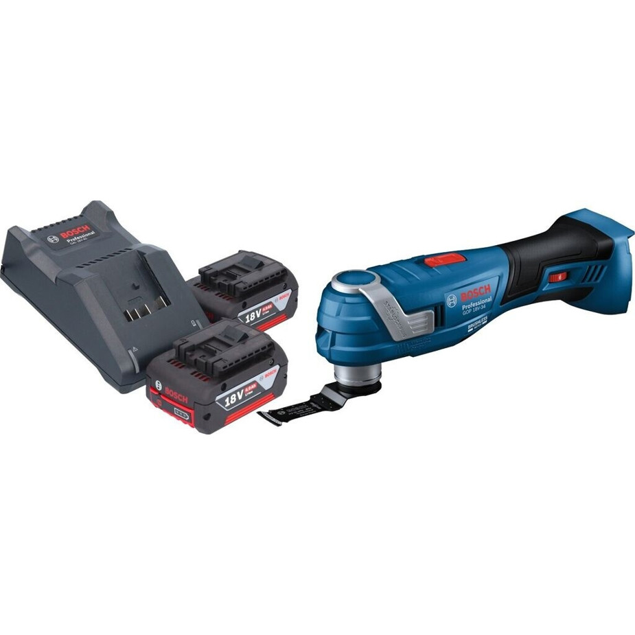 Bosch GOP 18V-34 Multifunktionswerkzeug Set (2x 4Ah Akkus + Ladegerät)