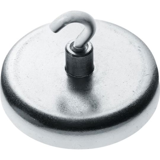 Kraftmagnet mit Haken | Haftkraft ca. 4 kg | Ø 25 mm | verzinkt | 5 Stück