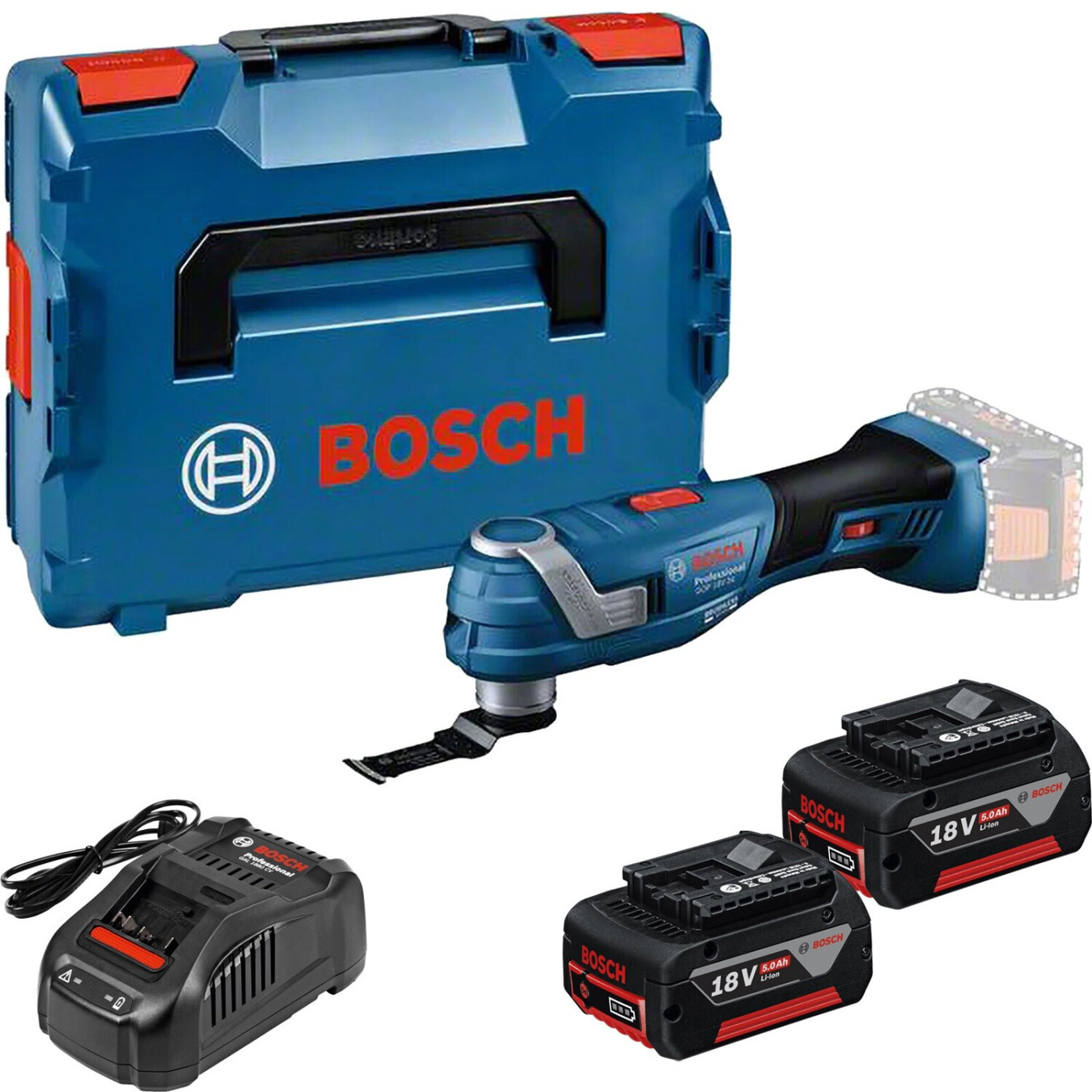 Bosch GOP 18V-34 Multifunktionswerkzeug Set (2x ProCORE 5Ah Batterien + Ladegerät)