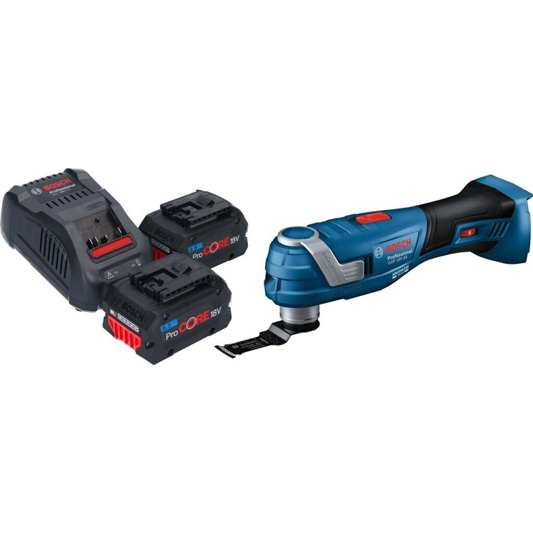 Bosch GOP 18V-34 Multifunktionswerkzeug Set mit 2x ProCORE 5,5Ah Akkus und Ladegerät
