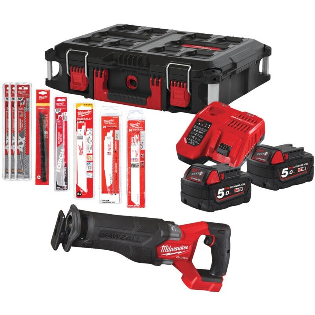 Milwaukee M18 FSZ-502P Säbelsäge – Akku-Säbelsäge mit 2 x 5.0 Ah Akkus
