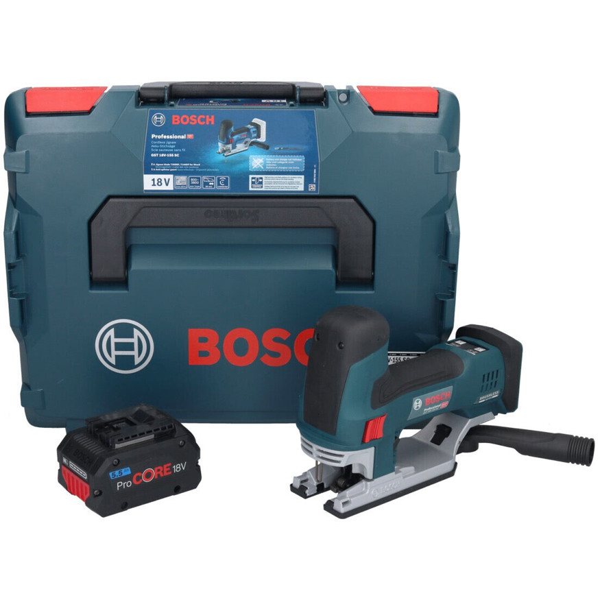 Bosch GST 18V-155 SC Stichsäge - Inkl. 1x 5,5 Ah ProCORE Akku & L-Boxx
