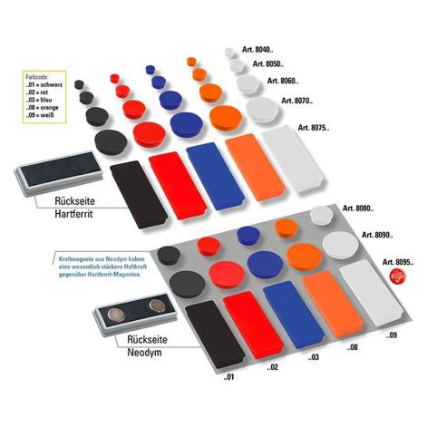 Blaue Rundmagnete aus Hartferrit | Ø 16 x 7 mm | 0,3 kg Haftkraft | 20 Stück für Ferrotafel