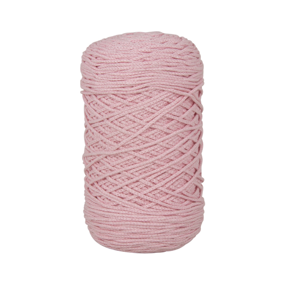 Braidy Recycling Garn - Geflochten - 2mm Ø - 250m - Knäuel 250g - Puderrosa