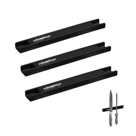 3er Set Magnetleisten Schwarz - 20 cm
