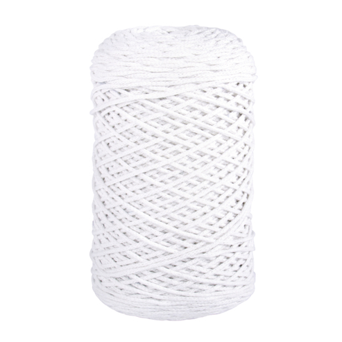 Braidy Recycling-Garn – geflochten, 2mm Ø, ca. 250m, 250g Knäuel, weiß | Ideal für Makramee-Projekte
