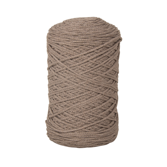 Braidy Recycling Garn - Geflochtenes Makramee-Garn | 2mm Ø | 250m | 250g Knäuel | Farbe: Taupe