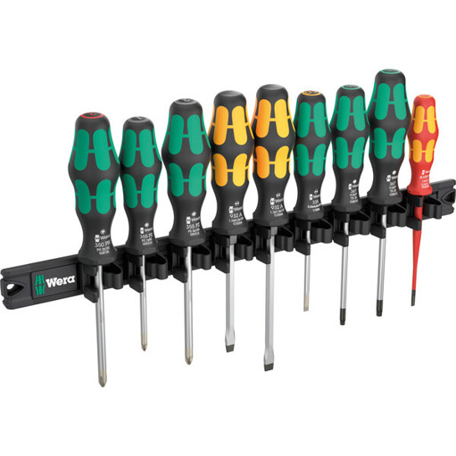 9-teiliges Magnetleisten Schraubendreher-Set mit Kraftform Griffen