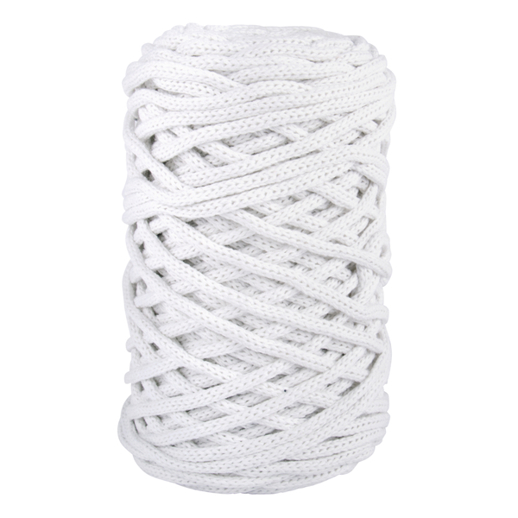 Braidy Recycling Garn - Geflochtenes Makramee-Garn - 4mm Durchmesser - 60m Länge - 250g Knäuel - Weiß