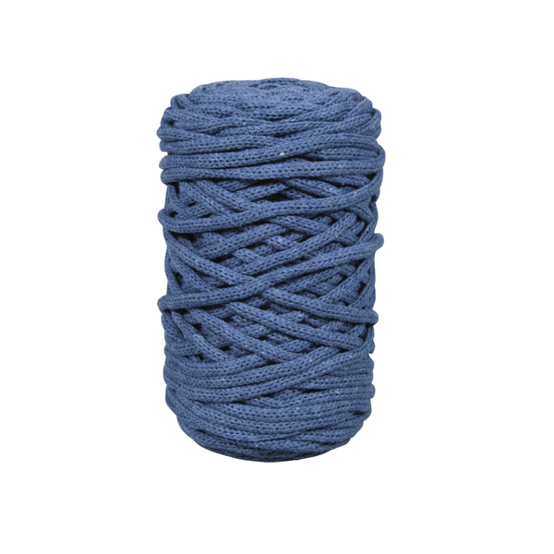 Braidy Recycling Garn - Geflochtenes Makramee-Garn, 4mm Ø, 60m, 250g - Jeansblau