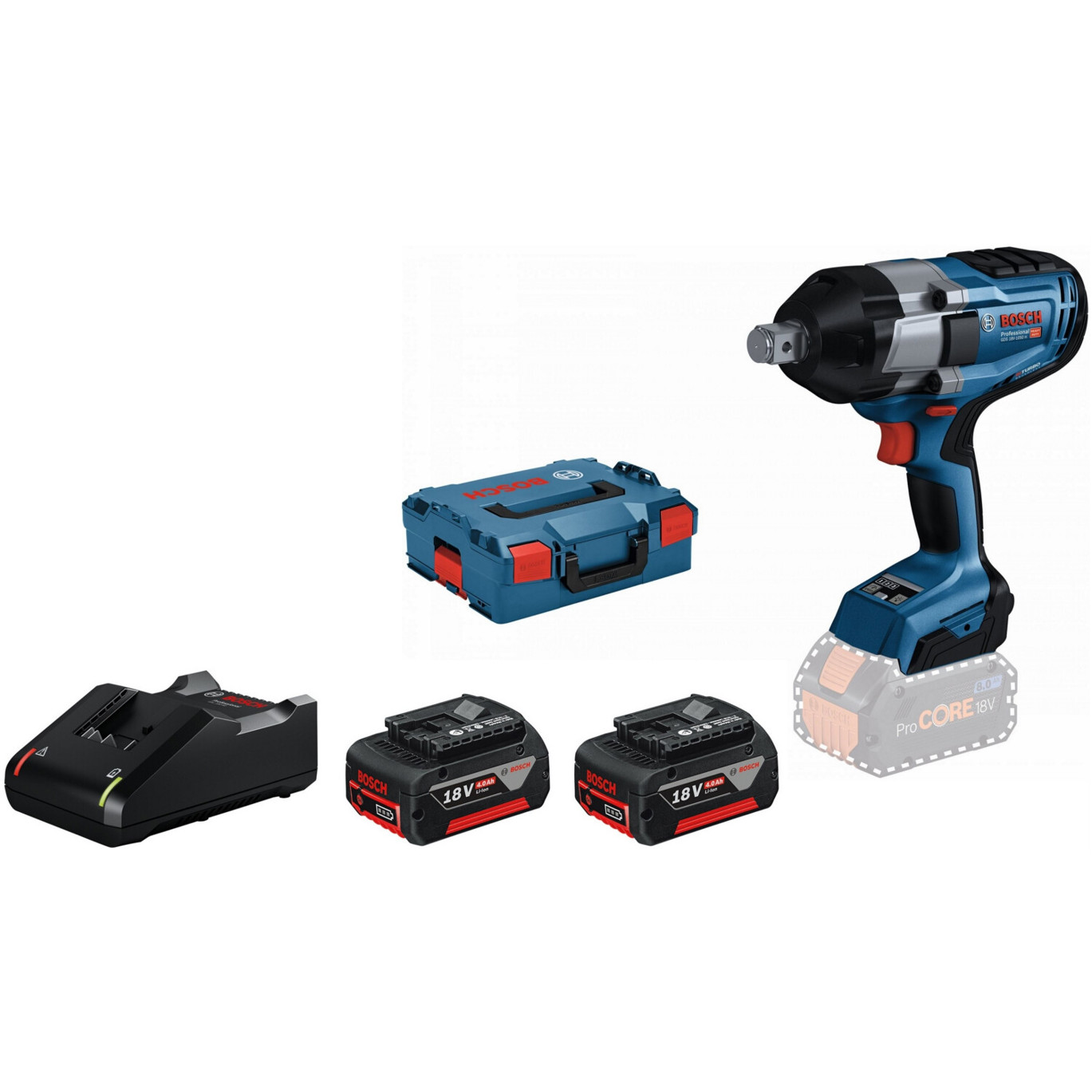 Bosch GDS 18V-1050 H Schlagschrauber Set – 2x 5,0 Ah Akkus, Ladegerät & L-Boxx