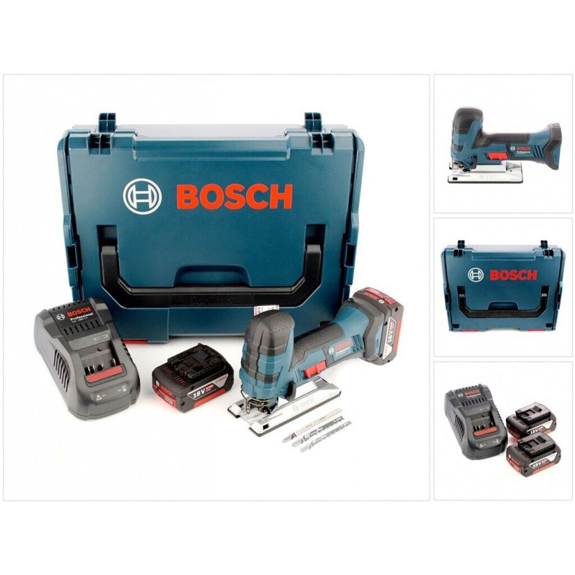 Bosch GST 18 V-LI S Professional - Stichsäge Set mit 2 x 5,0 Ah Akku + GAL1880 CV in L-Boxx (0 601 5A5 104)
