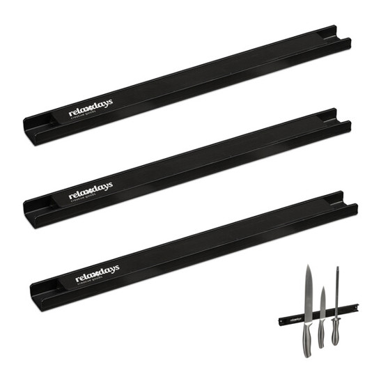 3er Set Magnetleisten Schwarz - 30 cm