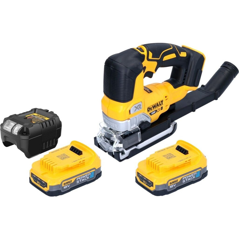 DeWalt DCS334E2 18V Brushless Stichsäge Set mit 2x Powerstack Akku 1,7 Ah und Ladegerät
