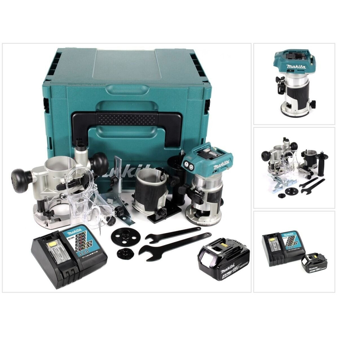 Makita DRT50RM1JX2 - Präzisions-Fräsmaschine mit umfangreichem Zubehör